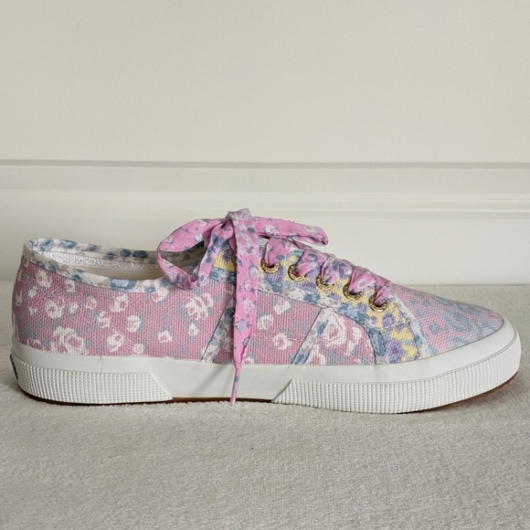 LoveShackFancy x Superga Cotton Canvas Floral Sneaker Rose Heart Mix 10 NWT - Picture 3 of 15